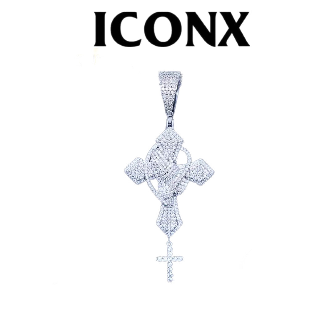 CRUZ DOBLE DIAMANTES DIJE