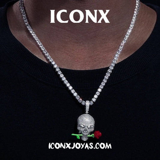 SKULL ROSE DIJE DIAMANTES