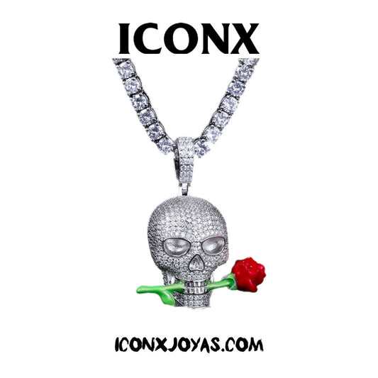SKULL ROSE DIJE DIAMANTES